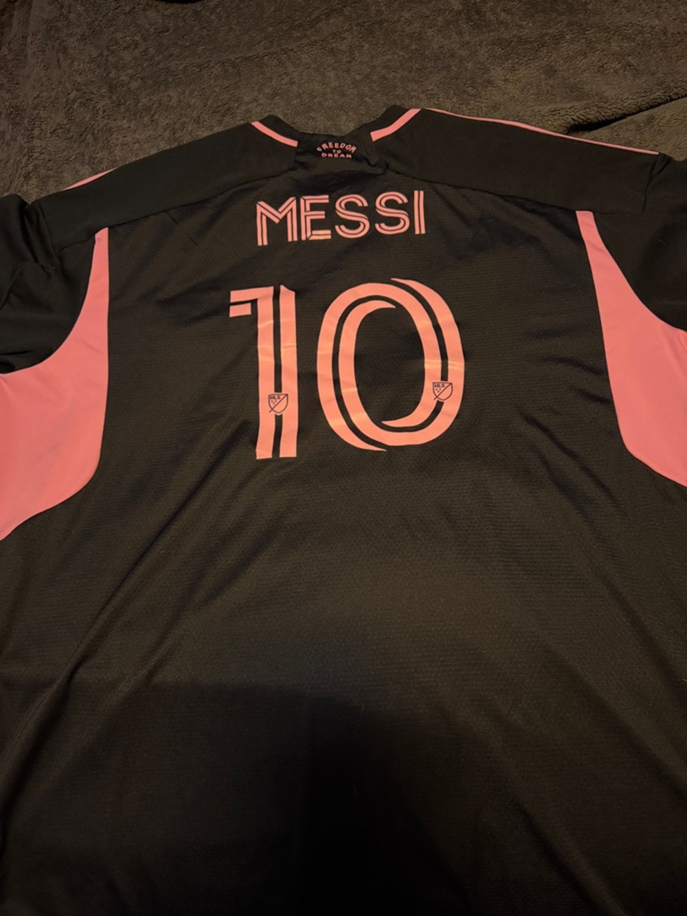 adidas Messi #10 Black and Pink Soccer Jersey